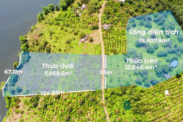 Đất Rẫy View Hồ Đak Nông,2ha, 53m mặt tiền đường betong