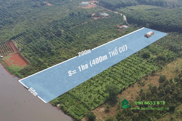 9000m2 đất vườn có 400m2 thổ cư, ôm mặt hồ hơn 50m tại Đắk Nông